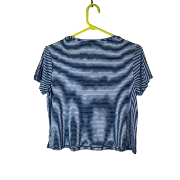 Prince & Fox Marine Tee Small Blue Striped‎ Semi Sheer Short Sleeve T-Shirt Crop - Picture 2 of 9